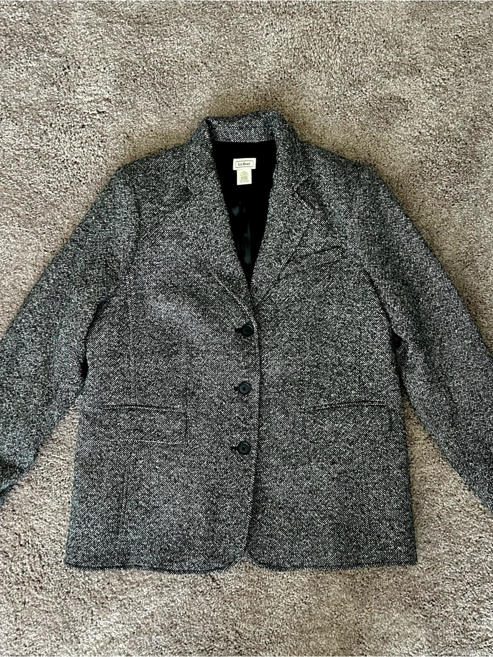 VTG LL Bean Womens SZ 20 Wool Cashmere Blend Tweed 3-Button Blazer Jacket USA